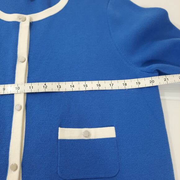 Talbots Grace Cardigan Blue Sz Large Classic Lady Like Button Front Sweater - Picture 9 of 11